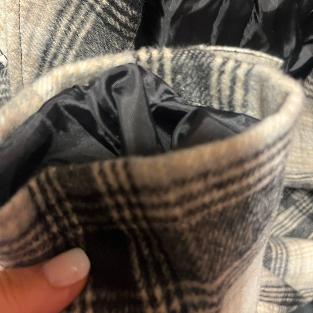 NWOT Me Jane Black and Cream Plaid Pea Coat - Picture 7 of 7